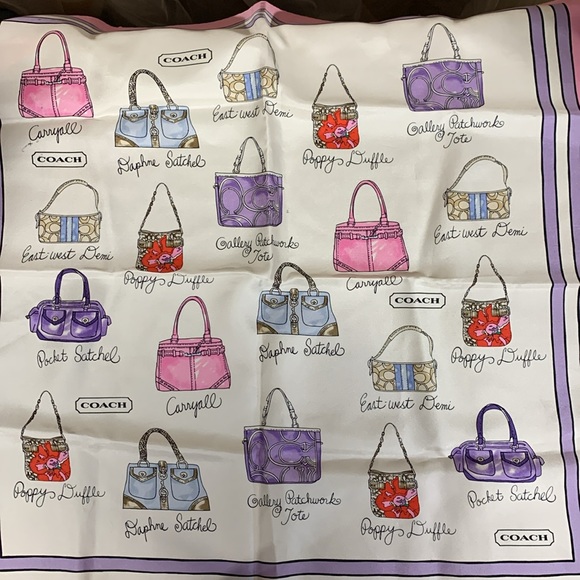 COACH Handbag Theme 100% Silk Scarf - Picture 5 of 5